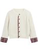 Camisa Tricotada Retrô Estilo Americano Gola Redonda Suéter Falso Duas Peças Cardigã Solto Emagrecedor Feminino Outono e Inverno Casaco de Manga Longa Top