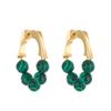 Design de nicho verde retrô francês, novo estilo, brincos de contas redondas, acessórios distintos, brincos elegantes de celebridades da Internet