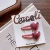 Pinza para el pelo con forma de corazón de tela láser estilo coreano para niños Niñas Básico Adulto Enrollado Clip BB Cebolla Plateada tamaño pequeño Par de Pinzas