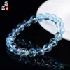 Pulsera de Topacio Azul Natural de Cristal Beibefu Pulsera de Piedra de Topacio Azul Tipo Hielo Topacio Gema Al por Mayor