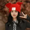 Gorro de Peluche Lindo Estilo Coreano de Cerdo con Orejas Largas para Mujer, Gorro de Punto Cálido para Otoño e Invierno, Protección para las Orejas, Hace que la Cara Parezca Más Pequeña, Gorro para Circunferencia de Cabeza Grande