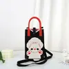 Nova Bolsa de Celular Desenho Animado, Conveniente para Sair, Bolsa de Tricô Portátil, Mini Bolsa Transversal de Pulso, Bolsa de Ombro Único
