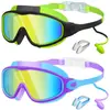 Gafas de natación para adultos con marco grande electrochapado transfronterizo personalizadas para hombres y mujeres, impermeables antivaho de alta definición con tapones para los oídos integrados