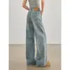 Jeans Retro Americanos de Tiro Alto de Pierna Ancha para Mujer, Nuevo Ajuste Holgado Talla Grande, Adelgazantes, Versátiles, Caída Suave, Pantalones de Largo Completo
