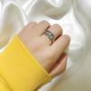 Anillo Europeo y Americano Electrochapado 925 Plata Antigua para Mujer, Moda Personalizada de Moda ins, Anillo de Boca Abierta de Moda, Celebridad de Internet, Anillo Simple Hip-Hop para Dedo Índice