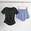 Ropa de Yoga Ceñidora a la Cintura para Mujer, Top Deportivo para Correr, Camiseta de Cuello en V, Conjunto de Ropa de Fitness Transpirable de Secado Rápido, Traje Deportivo de Verano para Mujer