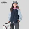 Blusão com capuz e blocos de cor, espesso para o inverno, para meninas, jaqueta de algodão quente para crianças mais velhas, casaco casual à prova de vento