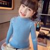 [en stock suéter básico para niña primavera todo-fósforo nuevo bebé niños cuello alto color sólido jersey top