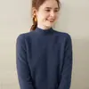Suéter de Cashmere Gola Alta 2026 Outono/Inverno Novo Malha Sete Fios Fio Duplo Espessado Feminino Flor no Peito Suéter de Cashmere Pulôver