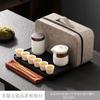 Juego de té portátil de viaje de porcelana blanca para reunión anual de empresa, regalo de negocios, tetera de mano de vidrio, juego pequeño de té kung fu