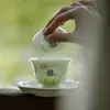 Mingzhishan Arita-Yaki Tazón de Té Verde Tulipán Tazón de Té de Cerámica Pintado a Mano Juego de Té Kung Fu Tazón de Té