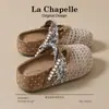 Sandálias Birkenstock da Moda com Solado Grosso para Mulheres 2026 Novo Verão Vazadas Respiráveis Tecidas Pérola Sapatos Individuais Mules Fechados