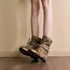 Primeiro Encontro Temporada Estilo Retrô Botas de Cano Curto com Cadarço Femininas Estilo Deserto Ocidental Versátil Emagrecedoras Botas Fashion Botas Martin Atmosféricas