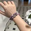 Pulsera de Cristal Esmeralda Púrpura Natural Pulsera Pulsera de Cuentas Pulsera de Cristal Natural Pulsera de Lujo Ligero de Gama Alta para Mujer