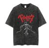 Camiseta Impresa Old Dark Anime 230g Street Retro Camiseta Americana Moda Callejera Camiseta Cultural Camiseta para Hombre