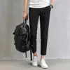 Calças Casuais Masculinas Cropped de Perna Reta Slim Fit para Primavera e Outono Estilo Coreano Tendência Calças de Terno com Caimento para Homens