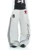 Pantalones Casuales de Pierna Curva con Estampado de Letras para Hombres y Mujeres Primavera Otoño Nuevo Estilo Sueltos BF Retro Americano Versátiles de Pierna Ancha Modernos
