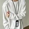 Marca de moda americana Diseño metálico Sentido del diseño Color sólido Manga larga Camiseta Hombre Otoño Corte limpio Sudadera con capucha Peso pesado Sencillo Superior