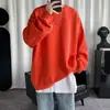 Sudadera de color liso con cuello redondo para hombre 2025, moderna, holgada, sin capucha, top tipo jersey, primavera y otoño, fina, marca de moda, talla grande, Chaqueta