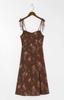 Vestido Midi Estilo Sling Elegante Commuter Adelgazante Cintura Alta Estampado Floral Tirantes Sexy Abertura Vestido Sling