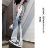 Calça Esportiva Flare Estilo Americano para Mulheres, Novidade Primavera/Verão 2026, Calça Flare de Cintura Alta Emagrecedora, Calça de Moletom Casual Listrada