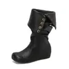 Botas de mujer de tacón alto con punta redonda, estilo europeo y americano, con puños, botas de moda talla grande, stock de venta rápida transfronteriza 15-16