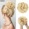 Peruca de Comércio Exterior Amazon Estilo Europeu e Americano para Mulheres, Penteado Coque, Rabo de Cavalo Invisível de Fibra Sintética, Cabelo Longo Natural Cacheado