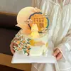 Decoraciones para pastel del Festival de Medio Otoño 2026: luces de conejo brillantes de moda, figuras de conejo de jade y luna, y adornos para pastel de "flores y luna llena"