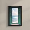 Ventana Falsa Minimalista Moderna Paisaje Marino Pintura Decorativa Pared de Fondo para Sofá Pintura de Techo a Suelo Extensión del Espacio Dormitorio Pintura Colgante