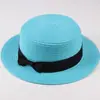 Sombrero de Sol de Verano Estilo Coreano para Madre e Hija con Lazo Ala Plana Protección Solar Sombrero de Paja Exterior Plano Plegable Sombrero de Sol
