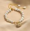 Temperamento Otoño Forma de Concha Pulsera Perla de Agua Dulce Ajustable Pulsera de Moda Simple Estudiante Novia Pulsera para Mujeres
