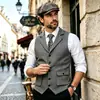 Nueva colección de otoño e invierno: chaleco de hombre con cuello en V de espiga, estilo retro británico talla europea, adecuado para bodas, negocios y uso casual