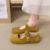 Sapatos rasos de estilo retrô francês para mulheres, novo modelo 2026, delicados e adequados para saias, sapatos Birkenstock de sola macia, sapatos Mary Jane estilosos