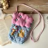 Nueva bolsa de almacenamiento estudiantil versátil a cuadros con temática de muñecas, bolsa de tela linda estilo coreano con relleno de algodón, bolso cruzado para mujer para llevar al hombro para teléfonos