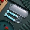 Conjunto de Colheres de Desenho Animado para Bebê Silicone Colher de Cabeça Macia Colher de Cotovelo Combinação Talheres de Silicone para Bebê Caixa PP