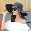 Sombreros de Vacaciones de Moda al por Mayor Sombrero de Paja Luffy de Ala Ancha para la Costa Sombrero de Sol Plegable Versátil para Playa de Verano para Mujer