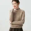Suéter de cachemira para bebé para mujer, nuevo estilo otoño e invierno, cuello medio alto engrosado, diseño de punto trenzado, elegante y adelgazante, perfecto como capa base