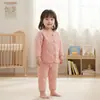 Jaqueta de Algodão com Forro de Fleece Infantil Essencial para Uniforme Escolar, Conjunto de Roupa Íntima Térmica Infantil para Meninos e Meninas para Outono e Inverno, Roupa Íntima de Fleece Infantil de Três Camadas Média e Grande
