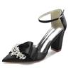 2025 Tacón Grueso Punta Fina Hueco Pulsera de Pedrería Zapatos de Boda Zapatos de Novia Zapatos de Dama de Honor Zapatos de Banquete 2014-107