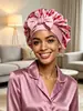 Nuevo Superventas Transfronterizo de Amazon: Gorro de ducha grande con visera ancha y cola larga para atar, con estampado de cinta, popular superventas transfronterizo