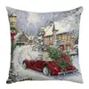 Funda de almohada con diseño de muñeco de nieve y reno, decoración festiva de Papá Noel para crear ambiente, funda de almohada para sala de estar y dormitorio