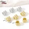 Chapado en Cobre Oro Real Microincrustado con Diamantes con Espaciadores Cortados de Circonio Cuentas de Agujero Grande Pulsera Collar Cadena para Teléfono Móvil Cuentas Sueltas para Manualidades
