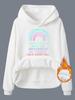 Moletom feminino transfronteiriço Outono e inverno feminino bolso canguru com capuz manga comprida forrado de lã espessado YOURLITTLE estampado