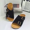 Pantuflas Birkenstock originales de cuero BK OEM/ODM para mujer, zapatos de playa antideslizantes de doble hebilla, zapatos planos de verano para exteriores Birkenstock para mujer