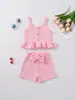 Conjunto de Tirantes a Cuadros para Niñas Estilo Verano 2026, Conjunto de Dos Piezas de Pantalones Cortos para Bebé Estilo Coreano, Ropa Casual Elegante para Niños