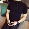 Suéter de Manga Corta para Hombre Cuatro Estaciones Estilo Coreano Corte Slim Cuello Medio Alto Camiseta Base Blanco Comercio Manga Corta Top para Hombre