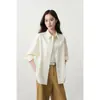 Senhora Elegante~Camisa Clássica e Profissional de Algodão Lyocell com Barra Curva para Mulheres 2026 Início da Primavera H030802