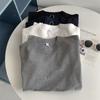 Retro Americano Color Puro Algodón Puro Hilo Peinado Tejido de Punto Manga Corta Moderno Versátil Estilo Corto Estilo Extranjero Top Interior y Exterior