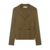 Roupa Europeia e Americana Transfronteiriça Za Outono e Inverno Moda Elegante Cintura Fina Jaqueta de Tricô Terno de Saia Midi Reta
