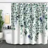 Cortina de Baño Verde Plantas de Amazon Cortina de Ducha Impermeable Antimoho Impresión Digital 3D Bosque de Flores Cortina de Baño Partición Sin Perforaciones